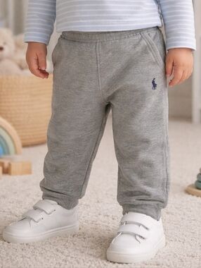Ralph Lauren Baby Gray Fleece Jogger Pants 18M Polo Logo Cozy